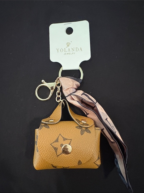 yolanda jewlery Accessories - Yolanda Tan Mini Purse Keychain Bag Charm Holder with Scarf Accent